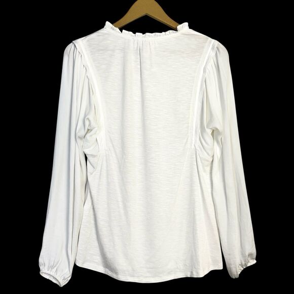Anthropologie Tunic Womens Small Dolan Miramar Ruffle White Peasant Boho Cottage - Picture 2 of 7